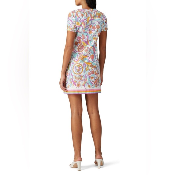 Trina Turk Floral Arboretum Mini Dress Short Sleeve Full Zip Front Size 6 Preppy - Picture 3 of 9
